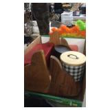 CANDLES, OAK SHELVES & MISC