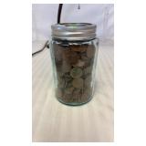 MASON PINT JAR OF WHEAT PENNIES