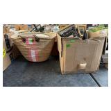 BX OF PICUTRE FRAMES, BASKET & HAT