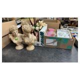2 GREEK BUSTS & 2BX OF HOME DECOR ITEMS