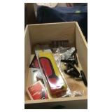 WOOD BOX W/ PLAYING CARDS, BICYCLE ACCESSORIES