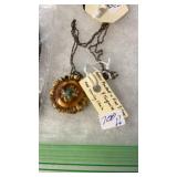 ANTLER PENDANT W/ FINE SILVER & TURQUOISE & SILVER