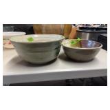 2 STONEWARE BOWLS (BOTH SIGNED ON BOTTOM)