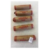 5 ROLLS (250 COUNT) WHEAT PENNIES