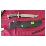 HIBBEN DEMASCUS STEEL KNIFE & SHEATH