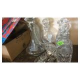 GROUP OF LEADED CRYSTAL LIQUOR DECANTERS, CRUET