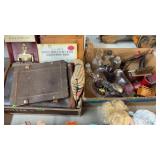 2 BX W/ DOOR KNOCKERS, BOTTLES, DECOR BIKE & MISC