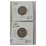 1883 V NICKEL & 1912 V NICKEL