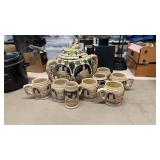 VINTAGE GERMAN CASTLE PUNCH BOWL W/ CUPS