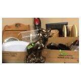 GROUP OF MISC ITEMS- BREAD BOX, RAM FIGURINE, DIRT
