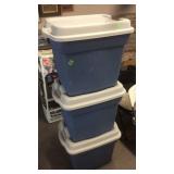 3 BLUE STORAGE TOTES