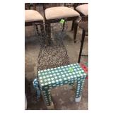 WIRE DRESS FORM & CAT FOOT STOOL