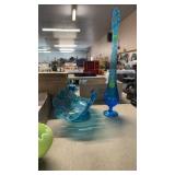2 PCS OF BLUE GLASS (VASE)