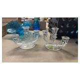 PR OF CLEAR GLASS CANDLEABRAS
