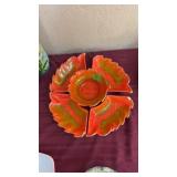 VINTAGE ORANGE 5PC RELISH SERVING SET, NUMBERED &