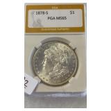 1878-S PGA MS65 MORGAN SILVER DOLLAR