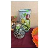 ITALIAN HAND PAINTED VASE & POTTERY JUG
