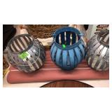 3 CANDLE LANTERNS & ROLL OF RUBBERIZED FABRIC?