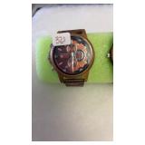 MENS CHRONOGRAPH WATCH W/ WOOD CASE & BAND