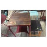 ANTIQUE PARLOR TABLE & SM TABLE