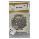 1935 PGA MS64 SILVER PEACE DOLLAR
