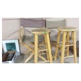2 BAR STOOLS & 2 DIRECTOR STYLE CHAIRS