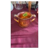CARNIVAL GLASS DISH W/ 2 HANDLES