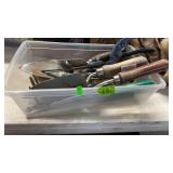 TRAY OF GARDENING TOOLS