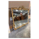 GOLD CARVED WOOD  ANTQ FRAMED MIRROR