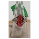 925 GARNET COLOR & CZ RING
