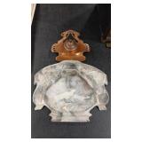 INCOLAY STONE VALET TRAY & COPPER INK WELL