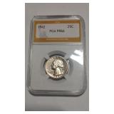 1942 WASHINGTON QUARTER PGA PR66