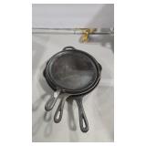 3 CAST IRON SKILLETS