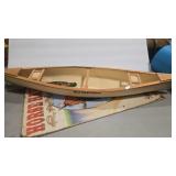 WOOD MINIATURE CANOE AND METAL DECOR SIGN