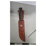 USMC FIXED BLADE KNIFE W/ LEATHER SHEATH