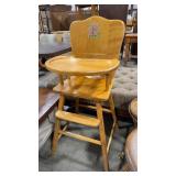 WOOD ANTQ HIGH CHAIR -NOT SAFETY RATED