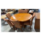 DINING TABLE & 6 UPHOLSTERED CHAIRS