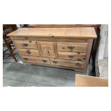 6 DRAWER WHITE WASHED  WOOD DRESSER