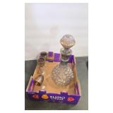 CARNIVAL GLASS DECANTER & CORDIALS