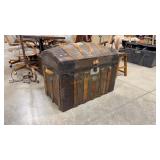 ROUND TOP WOOD & METAL TRUNK