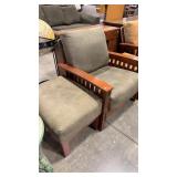 ARTS & CRAFTS  STYLE CHAIR & OTTOMAN