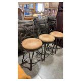 3 - COUNTER HEIGHT METAL STOOLS