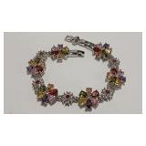 925 MULTI COLOR & CZ ADJ BRACELET