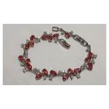 925 GARNET COLOR & CZ ADJ BRACELET