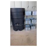 RAIN BARREL AND GALVANIZED PLANTER SHELVES