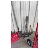 2 PICKS, 2 HAMMERS AND SPADE SHOVEL