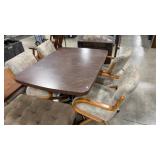 1980'S KITCHEN TABLE & ROLLING CHAIRS