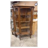 OAK CURVED GLASS FRONT CURIO