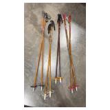 4 - PAIR VTG BAMBOO SKI POLES