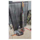 8 FISHING POLES, FISHING REELS AND NET